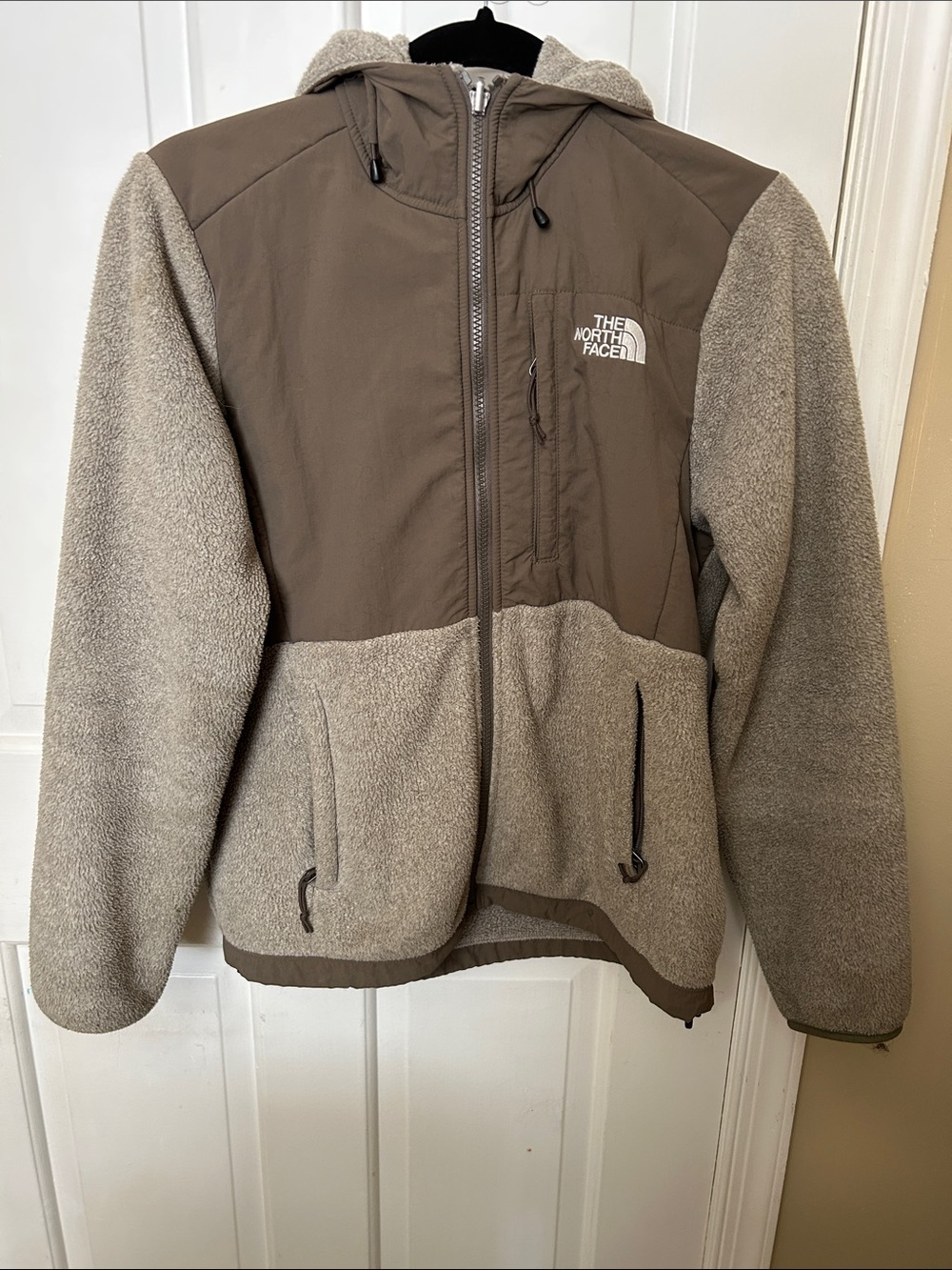 The North Face Two-Tone Brown and Taupe Hooded Sherpa Jacket